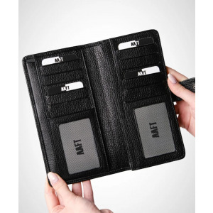 Twist 2323 Hakiki Deri Telefon Bölmeli Unisex Cüzdan Siyah